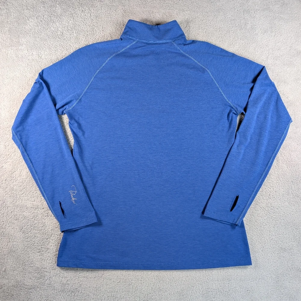 Paradox Merino Wool Shirt Womens XL Blue 1/4 Zip Base Layer Thumbholes Running - Picture 8 of 8